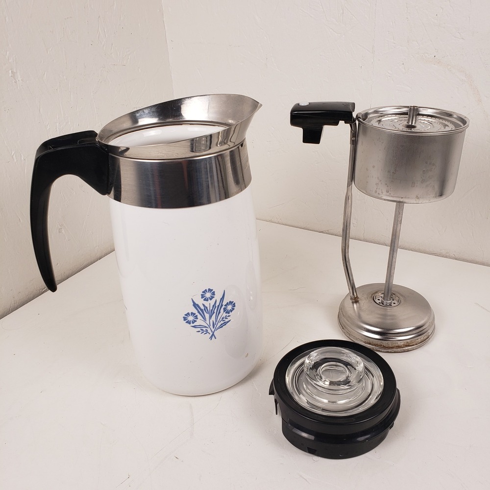 Vintage Corning Ware Blue Cornflower 10 Cup Electric Percolator P-80-EP No Cord